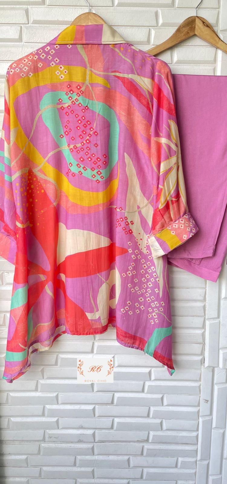 Serenity Silk Handwork Co-ords Set in Pink